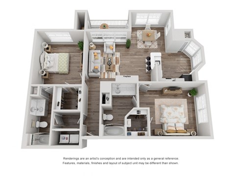 bedroom floor plan an open concept with a lot of natural light at The Madison at Adams Farm, Greensboro, 27407